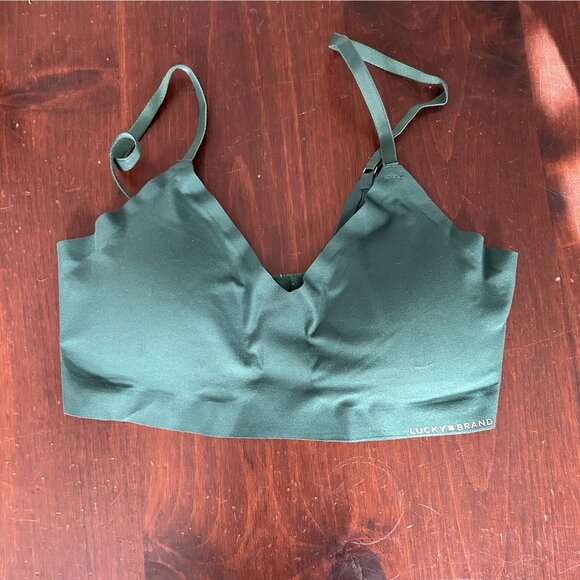 Lucky brand green padded wireless Tshirt lounge bra Medium Preppy Holiday Sport - Picture 8 of 9
